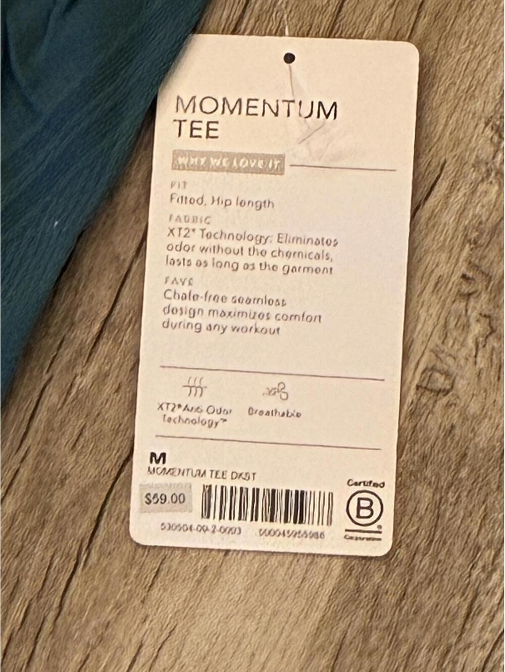 Brand New with Tags Athleta Women's Momentum Tee Shirt Size Medium Blue DKST - Picture 5 of 7